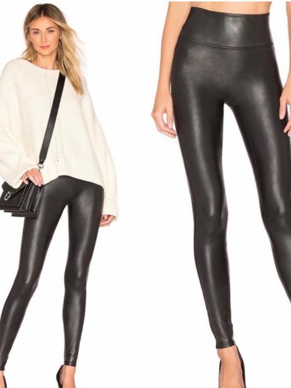 Spanx High-Rise Faux Leather Leggings - Black